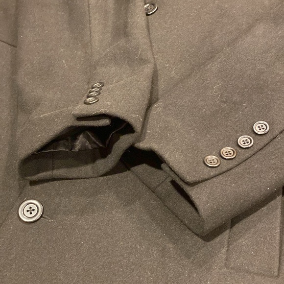 NWT Mason Signature Black Wool Blend Long Dress Coat Large Button Men’s - Picture 7 of 14